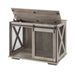 Farmhouse Dog Cage Crate Furniture with Sliding Barn Door,  Farmhouse Wooden Dog Kennel End Table with Flip-top Plate Dog House with Detachable Divider for Small/Medium/Large Dog Gray- DTY Store