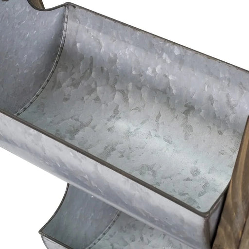 Farmhouse Foldable Reed Galvanized and Wood Ladder Planter 14.2' x 7.5' x 70.9' Default -DTYStore