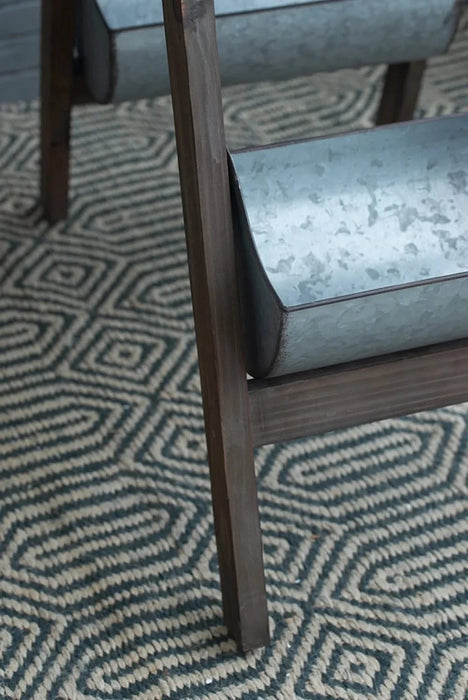 Farmhouse Foldable Reed Galvanized and Wood Ladder Planter 14.2' x 7.5' x 70.9' Default -DTYStore