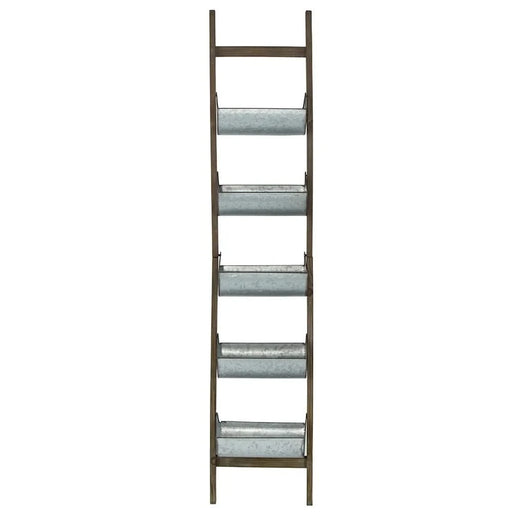 Farmhouse Foldable Reed Galvanized and Wood Ladder Planter 14.2' x 7.5' x 70.9' Default -DTYStore
