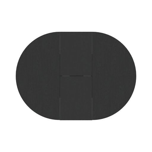 Farmhouse Kitchen Dining Table 59x43 Inch Expandable Oval Top with Removable Leaf Black MDF Default -DTYStore