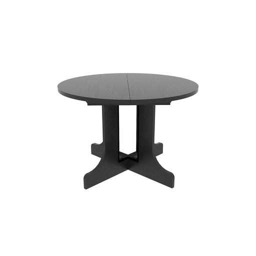 Farmhouse Kitchen Dining Table 59x43 Inch Expandable Oval Top with Removable Leaf Black MDF Default -DTYStore