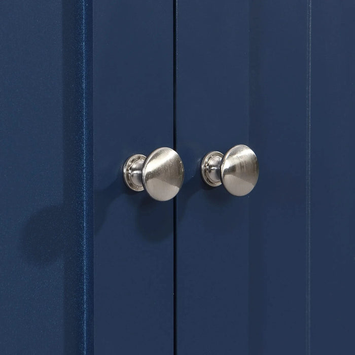 Farmhouse Kitchen Island Set with Drop Leaf and 2 Seatings,Dining Table Set with Storage Cabinet, Drawers and Towel Rack, Blue+Black+Brown Default -DTYStore