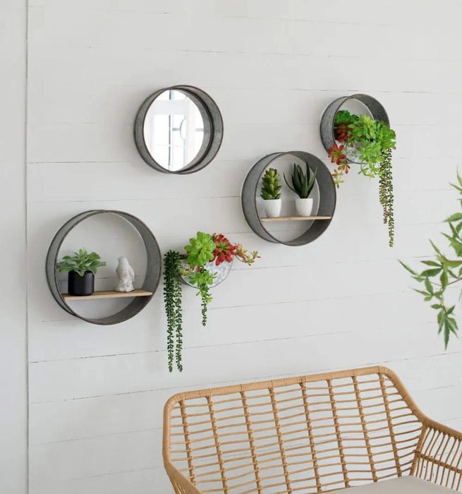 Farmhouse Round Metal Wall Planter, 5 Piece Default -DTYStore