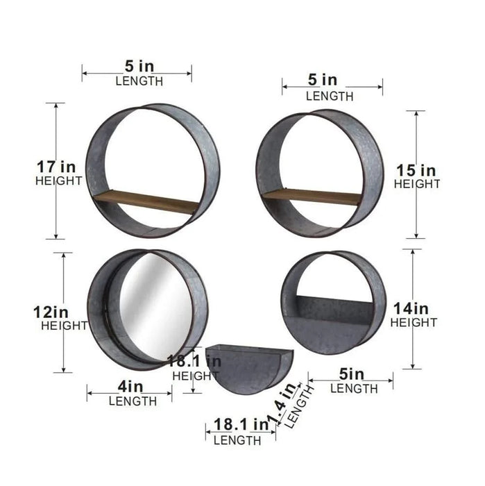 Farmhouse Round Metal Wall Planter, 5 Piece Default -DTYStore