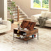 Farmhouse Rustic Flip Top Coffee Table with Hidden Storage, Wood Grain, Metal Frame, 31.5'L*31.5W*20.5H Default -DTYStore