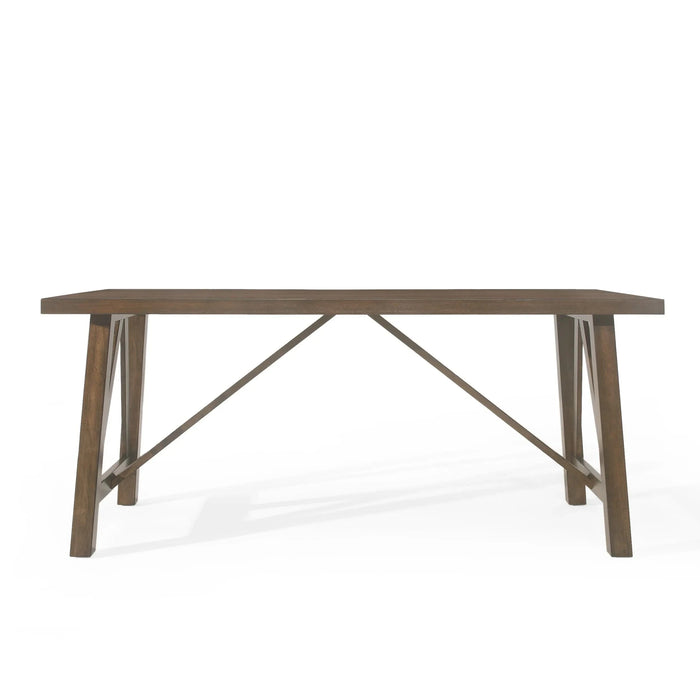 Farmhouse Style Dining Table with Wood-Like Top in Antique Brown, Solid Wood and MDF, 71.00 x 35.50 x 29.50 inches Default -DTYStore