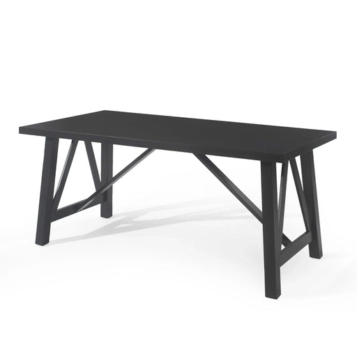 Farmhouse Style Dining Table with Wood-Like Top in Matte Black, Solid Wood and MDF, 71 inches Default -DTYStore