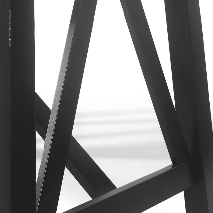 Farmhouse Style Dining Table with Wood-Like Top in Matte Black, Solid Wood and MDF, 71 inches Default -DTYStore