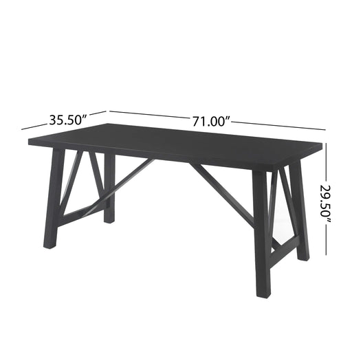 Farmhouse Style Dining Table with Wood-Like Top in Matte Black, Solid Wood and MDF, 71 inches Default -DTYStore