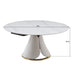 Fashion Modern Sintered Stone Dining Table with Multi-Functional Retractable Design in White Default -DTYStore