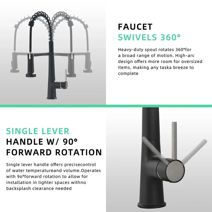 Faucet for Kitchen Sink, Black Kitchen Faucet with Pull Down Sprayer,  Modern Commercial Spring Pull-Out Kitchen Sink Faucet - DTY Store
