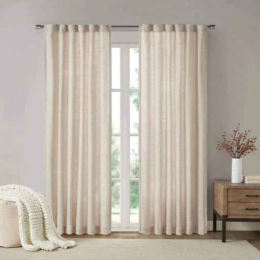 Faux Linen Rod Pocket and Back Tab Fleece Lined Curtain Panel(Only 1 Pc Panel) Default -DTYStore