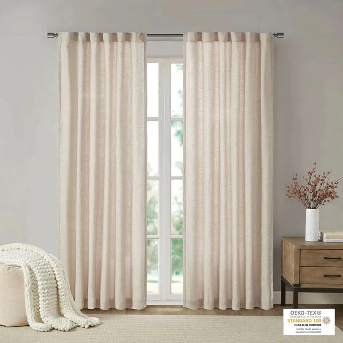 Faux Linen Rod Pocket and Back Tab Fleece Lined Curtain Panel(Only 1 Pc Panel) - DTY Store