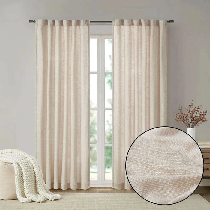 Faux Linen Rod Pocket and Back Tab Fleece Lined Curtain Panel(Only 1 Pc Panel) - DTY Store