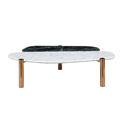 Faux Marble Coffee Tables Accent Tea Tables with Gold Metal Foot for Living Room Home Office Default -DTYStore
