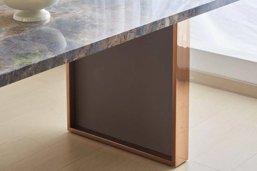 Faux Marble MDF Dinning Table for 6 or 8,Rectangular 70.8'L*35.4'W*29.8'H, Luxurious Rocky Stone Effect Top Stainless Steel Legs Modern, Durable, Easy to Assemble for Kitchen/Living Room/Meeting Brown Default -DTYStore