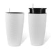 Faux Rattan Tall Planters Set with Water Level Monitor and Automatic Watering, White, Polypropylene, 22 Inch Default -DTYStore