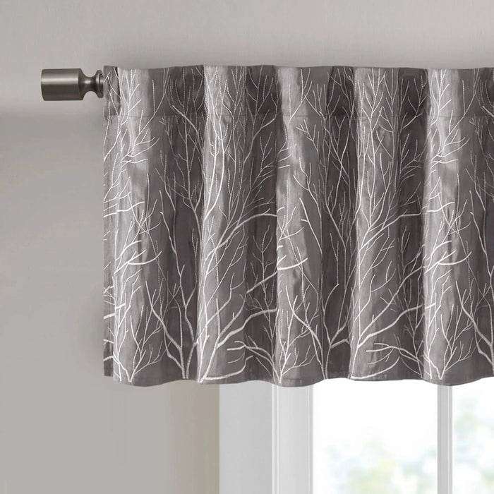 Faux Silk Embroidered Window Valance Grey 50x18' Default -DTYStore