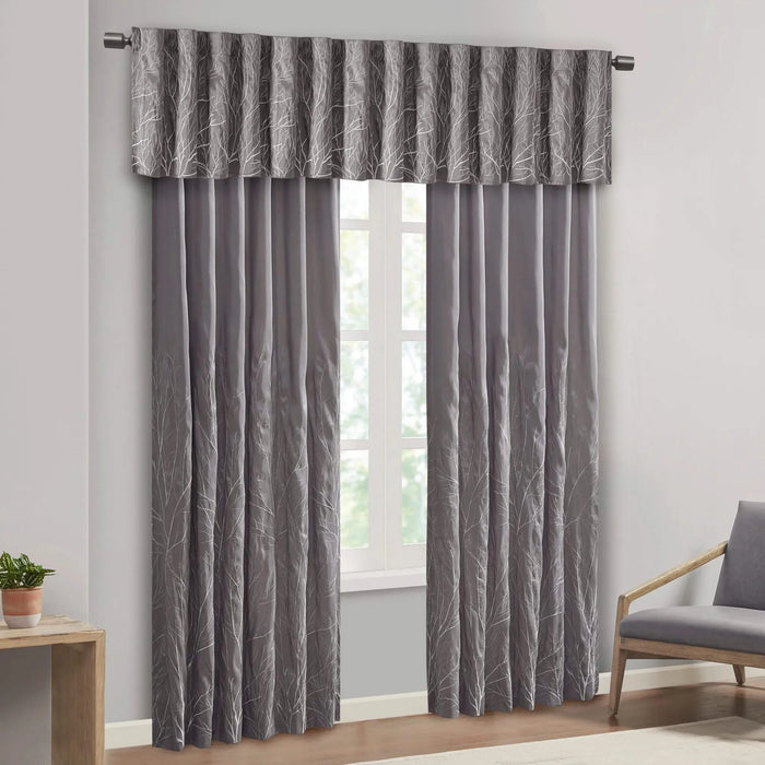 Faux Silk Embroidered Window Valance Grey 50x18' Default -DTYStore