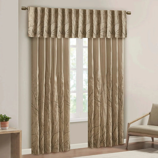 Faux Silk Embroidered Window Valance Tan 50x18' Default -DTYStore