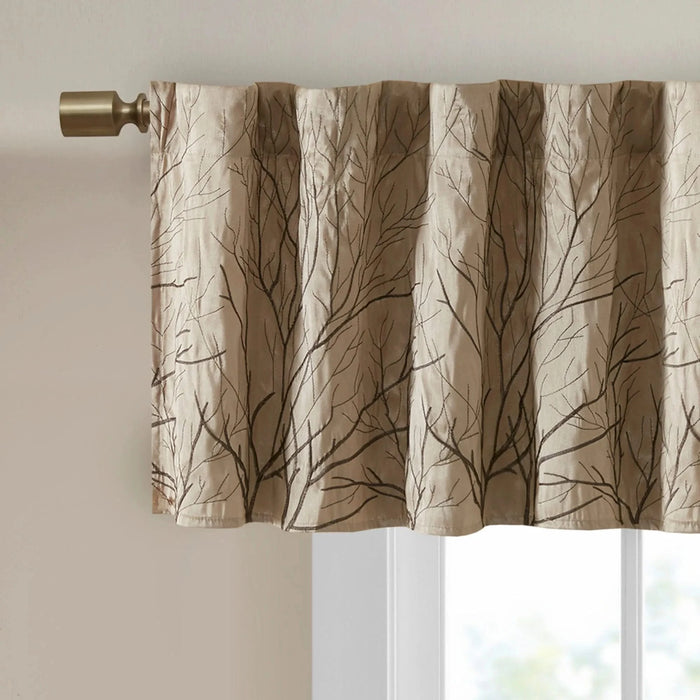 Faux Silk Embroidered Window Valance Tan 50x18' Default -DTYStore