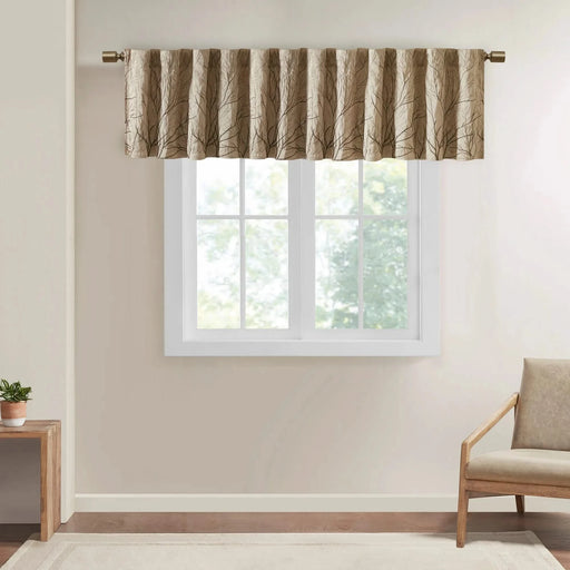 Faux Silk Embroidered Window Valance Tan 50x18' Default -DTYStore