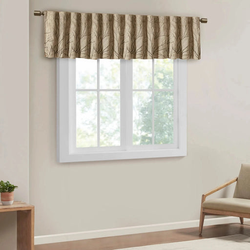 Faux Silk Embroidered Window Valance Tan 50x18' Default -DTYStore