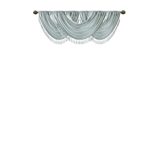 Faux Silk Waterfall Embellished Valance Dusty Aqua 38x46' Default -DTYStore