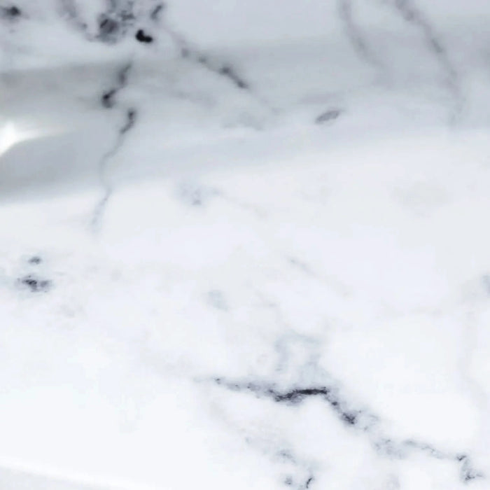 Faux marble white dining table top Four rounded leg posts Rounded table corners White Oak leg color Default -DTYStore