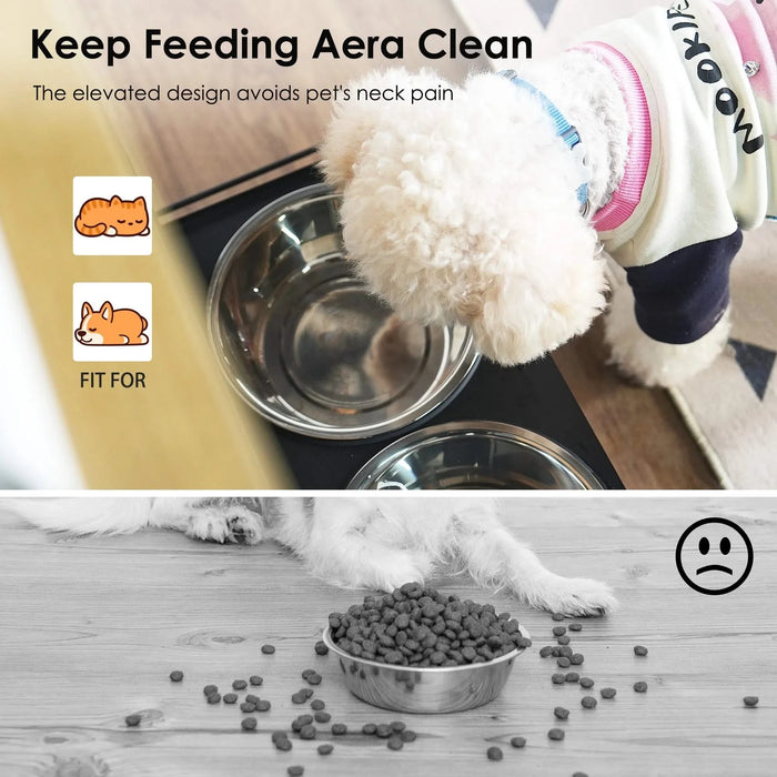 Feeding Station with 1 Storage Cabinets, Pet Feeding Station with 2 Elevated Dog Bowls, Side Hooks, Anti-tip Kit, Hidden Pet Feeder Station for Feeding & Watering, Black Default -DTYStore