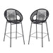 Ferrara Outdoor Patio Barstool Set of 2, Black Faux Wicker PE Rattan with Iron Frame Default -DTYStore