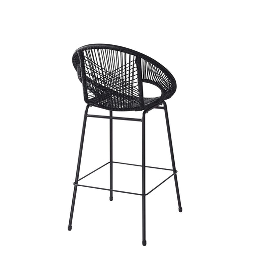 Ferrara Outdoor Patio Barstool Set of 2, Black Faux Wicker PE Rattan with Iron Frame Default -DTYStore