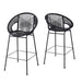 Ferrara Outdoor Patio Barstool Set of 2, Black Faux Wicker PE Rattan with Iron Frame Default -DTYStore