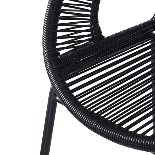 Ferrara Outdoor Patio Barstool Set of 2, Black Faux Wicker PE Rattan with Iron Frame Default -DTYStore