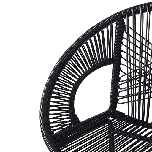 Ferrara Outdoor Patio Barstool Set of 2, Black Faux Wicker PE Rattan with Iron Frame Default -DTYStore