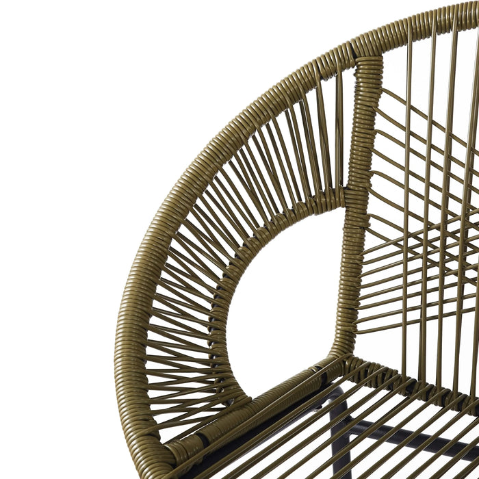 Ferrara Outdoor Patio Green Faux Wicker Barstool Set with Ergonomic Design and Durable PE Material Default -DTYStore