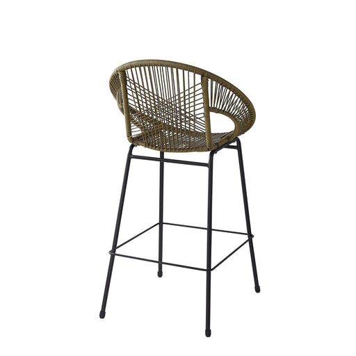 Ferrara Outdoor Patio Green Faux Wicker Barstool Set with Ergonomic Design and Durable PE Material Default -DTYStore