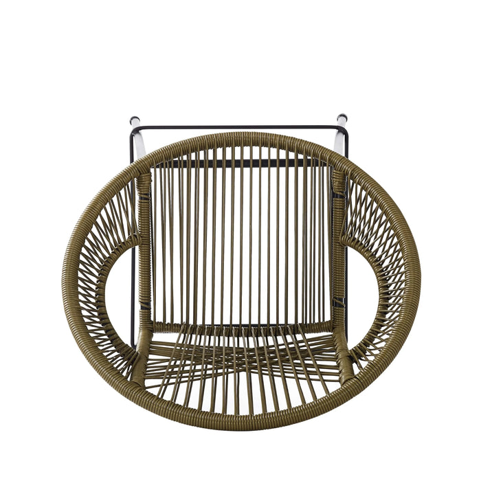 Ferrara Outdoor Patio Green Faux Wicker Barstool Set with Ergonomic Design and Durable PE Material Default -DTYStore