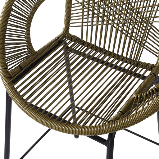 Ferrara Outdoor Patio Green Faux Wicker Barstool Set with Ergonomic Design and Durable PE Material Default -DTYStore