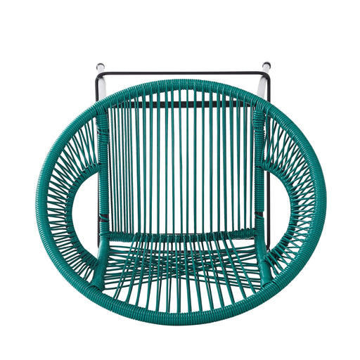 Ferrara Outdoor Patio Teal Faux Wicker Barstool Set, Durable PE Material, Ergonomic Design, Teal Wicker with Black Frame Default -DTYStore