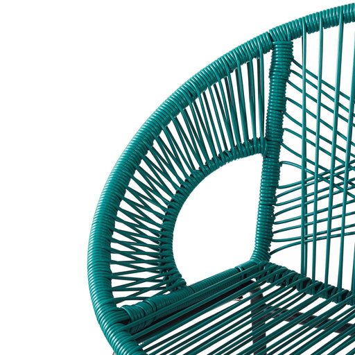 Ferrara Outdoor Patio Teal Faux Wicker Barstool Set, Durable PE Material, Ergonomic Design, Teal Wicker with Black Frame Default -DTYStore