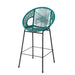Ferrara Outdoor Patio Teal Faux Wicker Barstool Set, Durable PE Material, Ergonomic Design, Teal Wicker with Black Frame Default -DTYStore