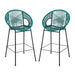 Ferrara Outdoor Patio Teal Faux Wicker Barstool Set, Durable PE Material, Ergonomic Design, Teal Wicker with Black Frame Default -DTYStore