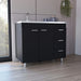 Ferretti Utility Sink with Three Drawers and Double Door Cabinet Black Default -DTYStore
