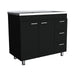 Ferretti Utility Sink with Three Drawers and Double Door Cabinet Black Default -DTYStore