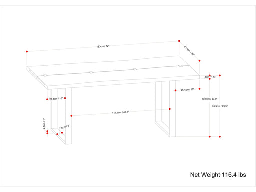 Fieldcrest Dining Table in Dark Walnut Default -DTYStore