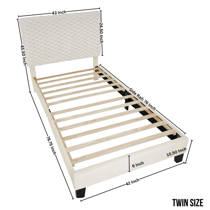 Findlay 3-Piece Bedroom Set, Plush 3D Upholstered Bed with Two Nightstands, Twin Default -DTYStore