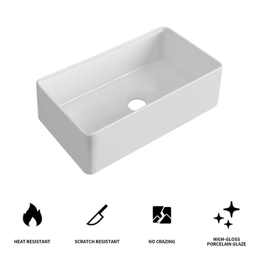 Fireclay 30' L X 20' W Workstation Farmhouse Kitchen Sink With Accessories Default -DTYStore