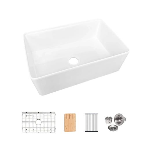 Fireclay 30' L X 20' W Workstation Farmhouse Kitchen Sink With Accessories Default -DTYStore